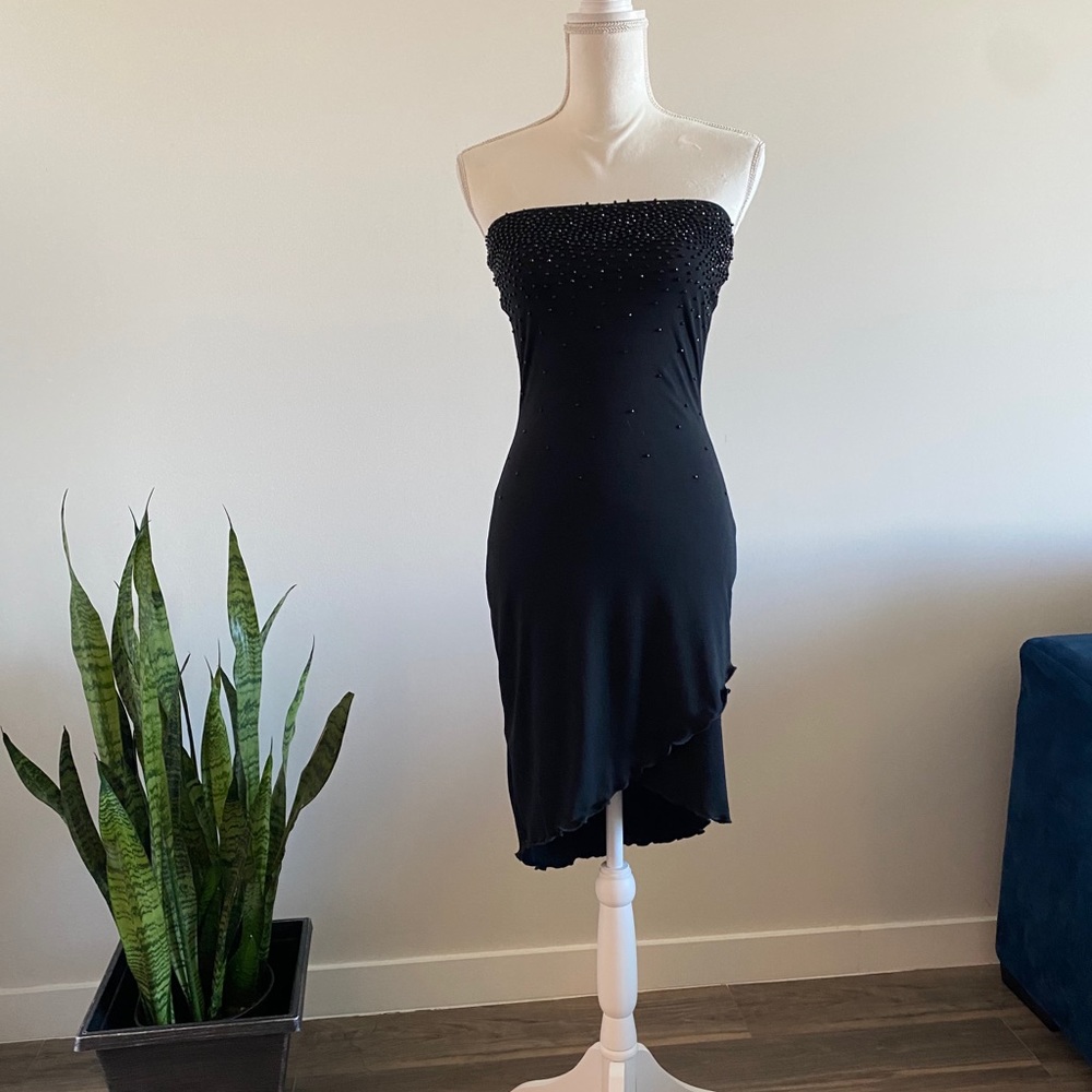 Strapless beaded top dress